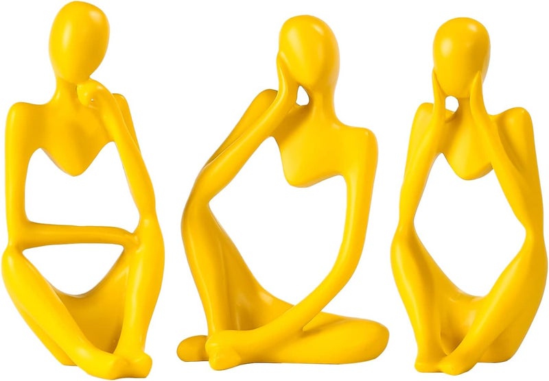 BMLCGJ Thinker Statue Gold Decor Abstract Art Sculpture, Golden Resin Collectible Figurines for Home Living Room Office Shelf Decoration,Great Gifts Ideas (Yellow) - Image 1